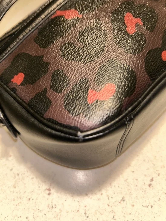 Coach Isla Leopard Print Crossbody in Brown, Black and Red - Picture 5 of 14